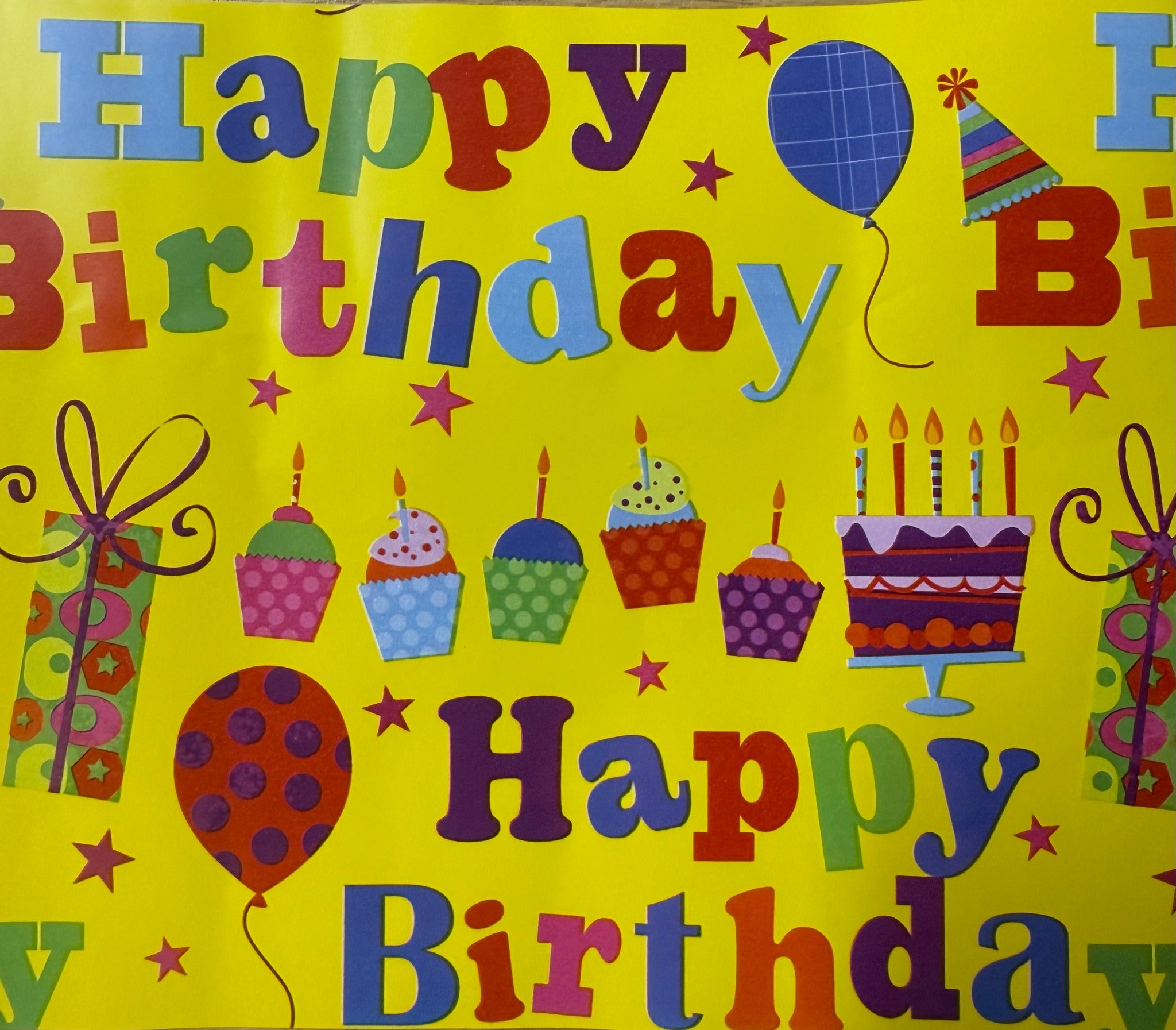 Example colorful birthday wrapping paper